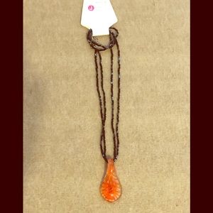 Hand-Blown Glass Pendants on Double Beaded Chain.